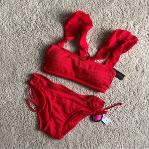 Red Bikini with Ruffle Straps